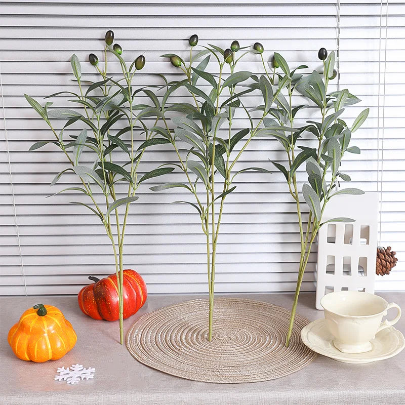 2PCS Simulated Olive Branches (Including Bottles), Business Office Desktop, Foyer, Garden, Courtyard, Home Decoration