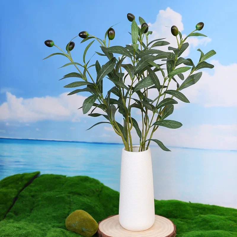 2PCS Simulated Olive Branches (Including Bottles), Business Office Desktop, Foyer, Garden, Courtyard, Home Decoration