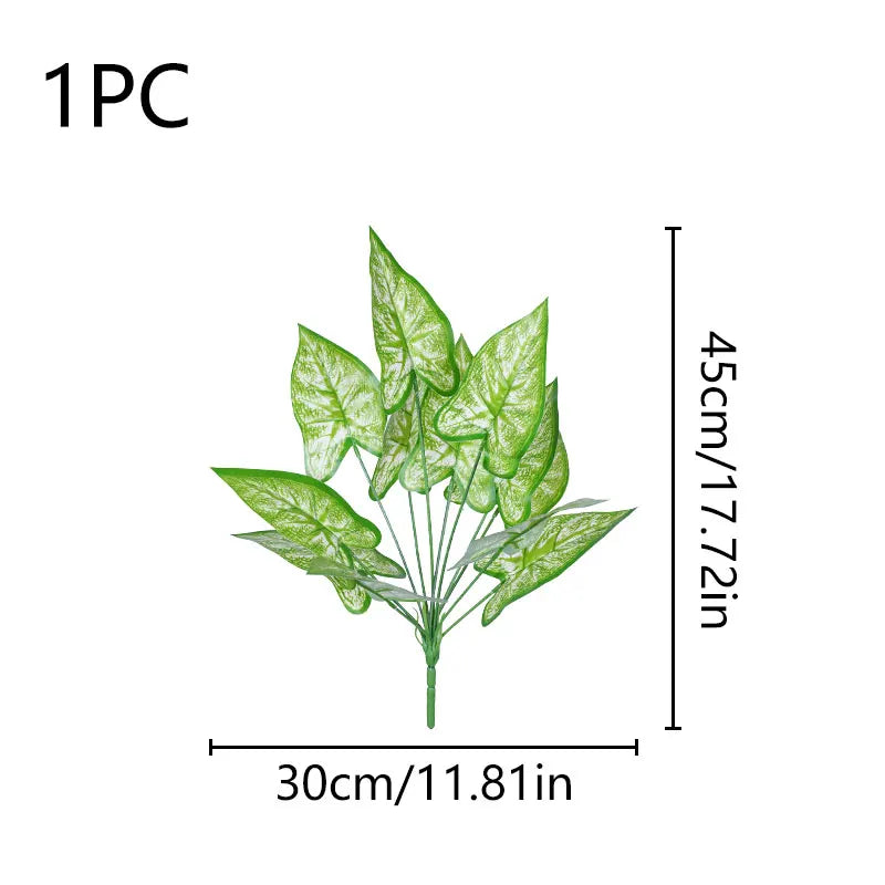 1PC Home Evergreen Plants, Artificial 12 Leaf Water Taro Tree, DIY Handmade Vase Desktop Window Sill Shelf Decoration