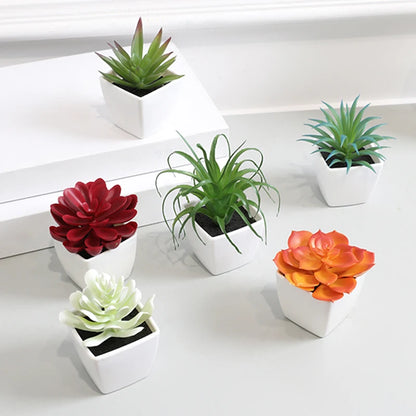 Set 6PCS Mini Plantas Artificiales Bonsái Blancas – Un Toque de Elegancia Natural para Tu Espacio