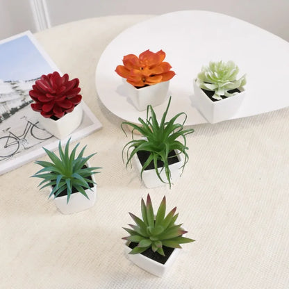 Set 6PCS Mini Plantas Artificiales Bonsái Blancas – Un Toque de Elegancia Natural para Tu Espacio